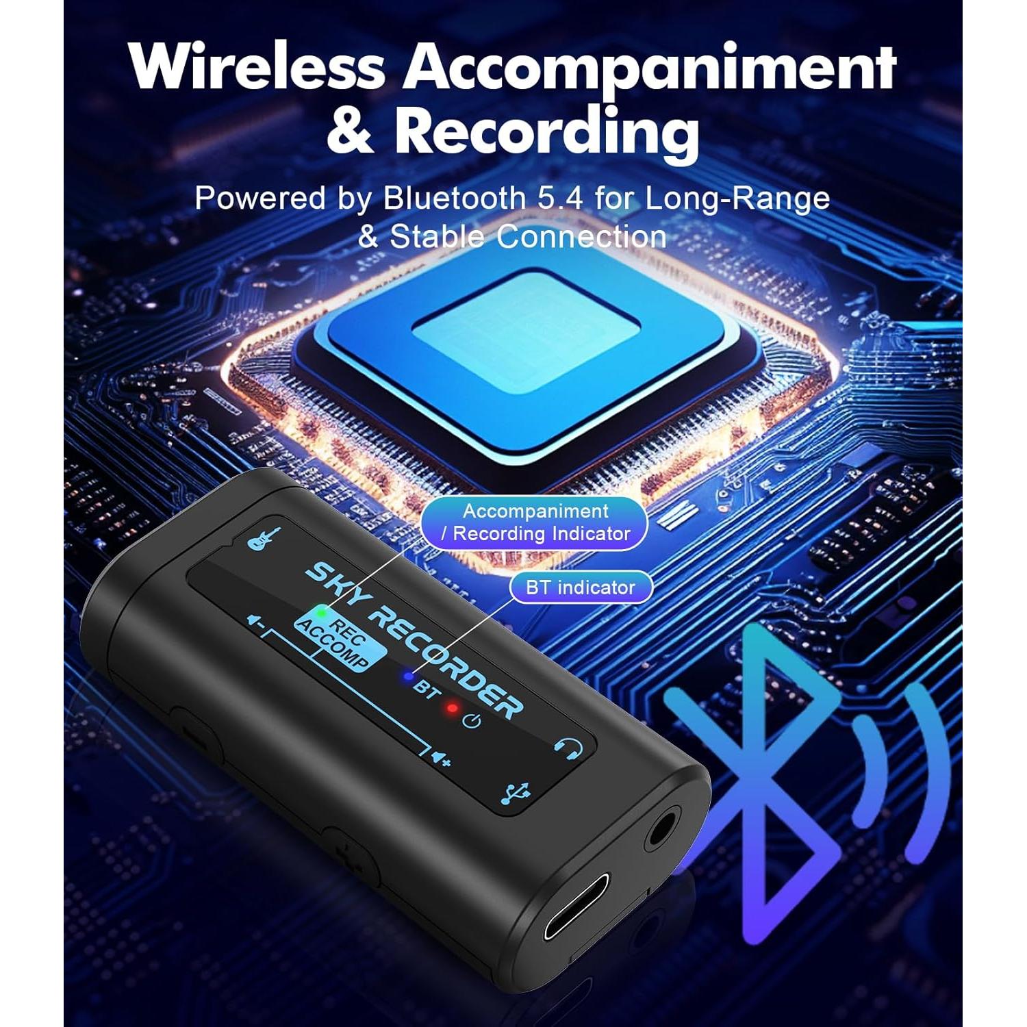 Interfaz de Audio USB-C para Guitarra Bluetooth - Negro