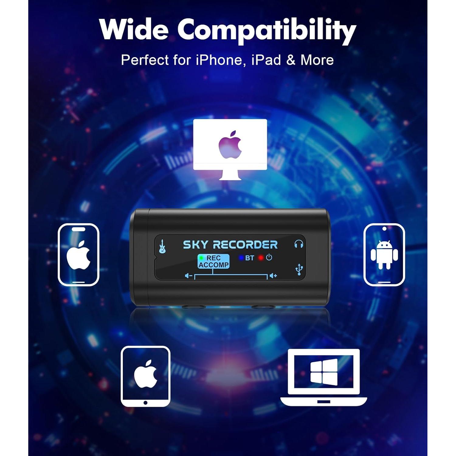 Interfaz de Audio USB-C para Guitarra Bluetooth - Negro