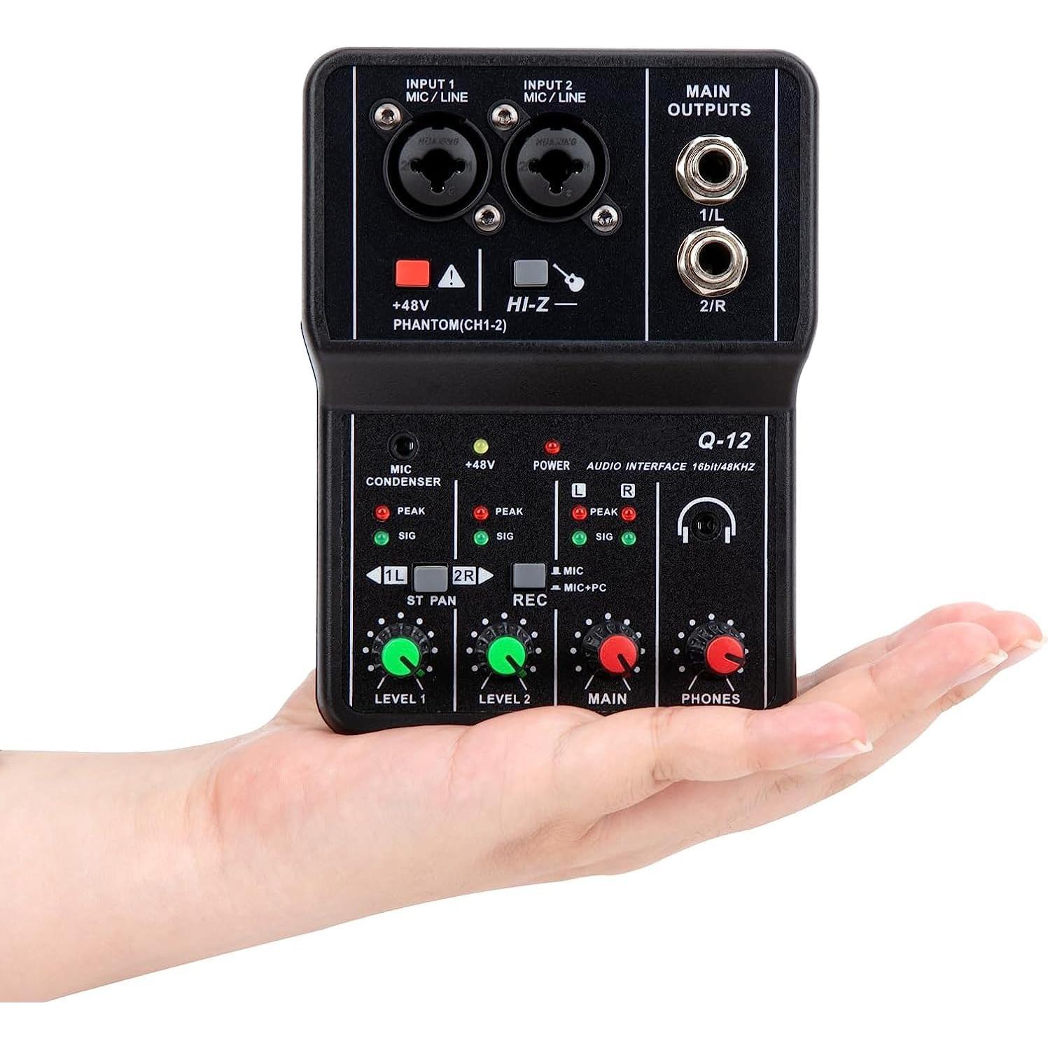 Interfaz de Audio USB TEYUN Q-12 con Alimentación Phantom 48V