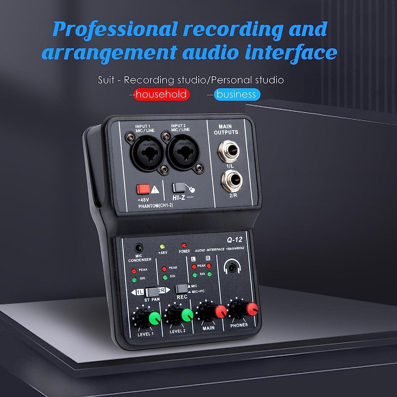 Interfaz de Audio USB TEYUN Q-12 con Alimentación Phantom 48V