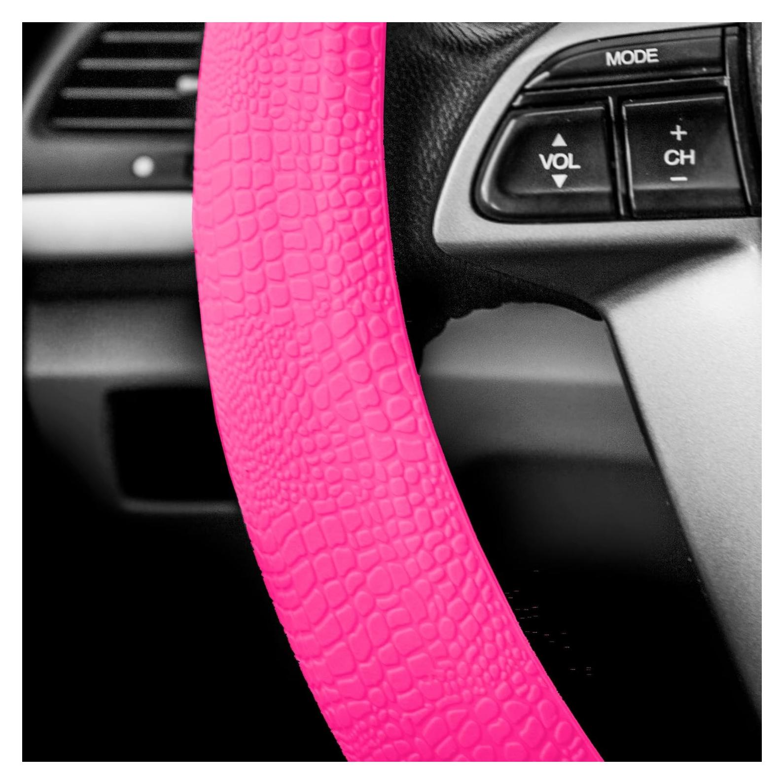 Cubierta de Volante FH Group Silicona Patrón Serpiente Rosa