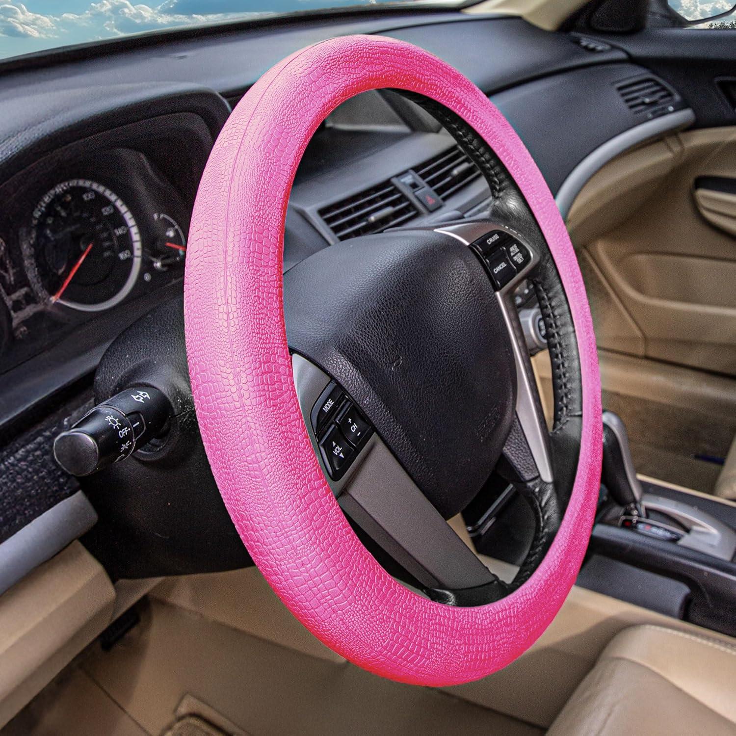 Cubierta de Volante FH Group Silicona Patrón Serpiente Rosa