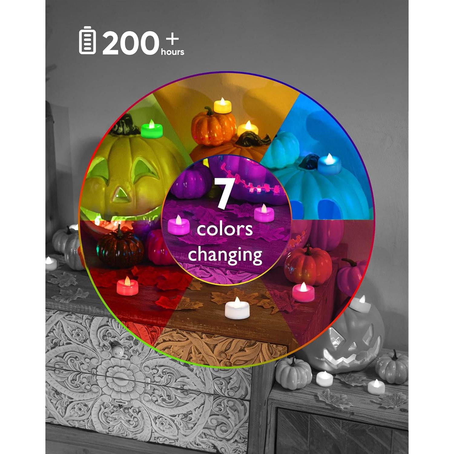 Velas LED Sin Llama Merrynights, Paquete de 12, 200+ Horas