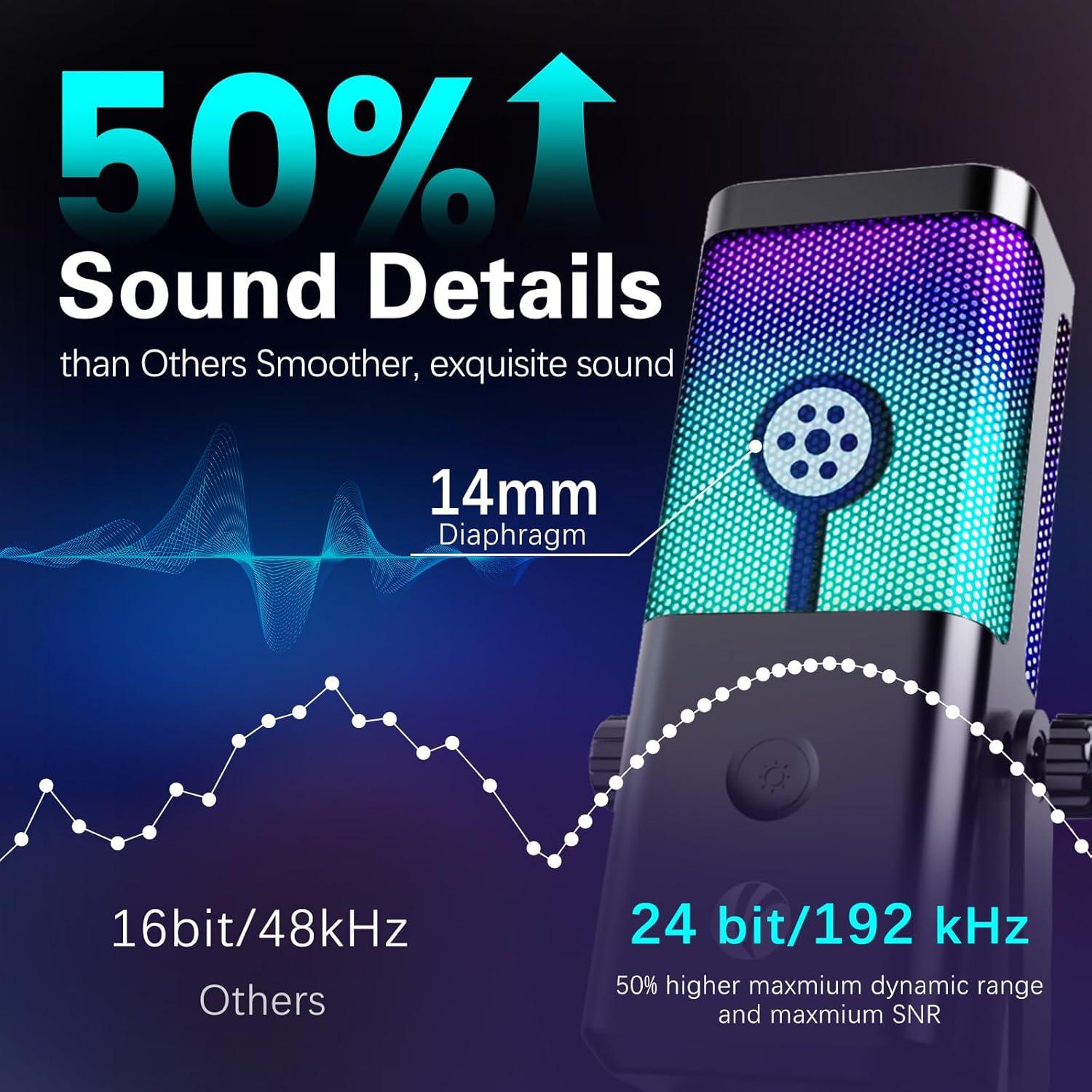 Micrófono USB VCOM M905 RGB para PC con control de ganancia