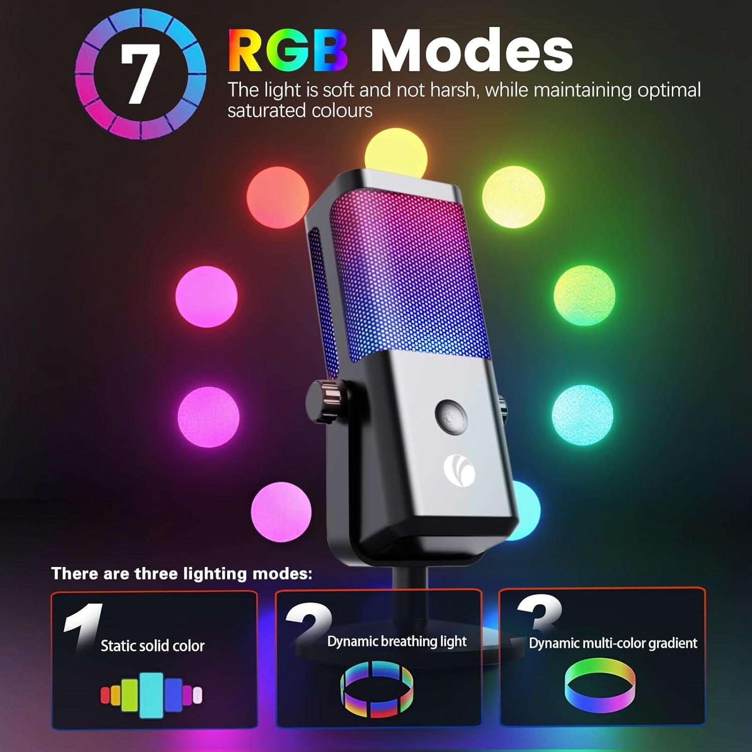 Micrófono USB VCOM M905 RGB para PC con control de ganancia