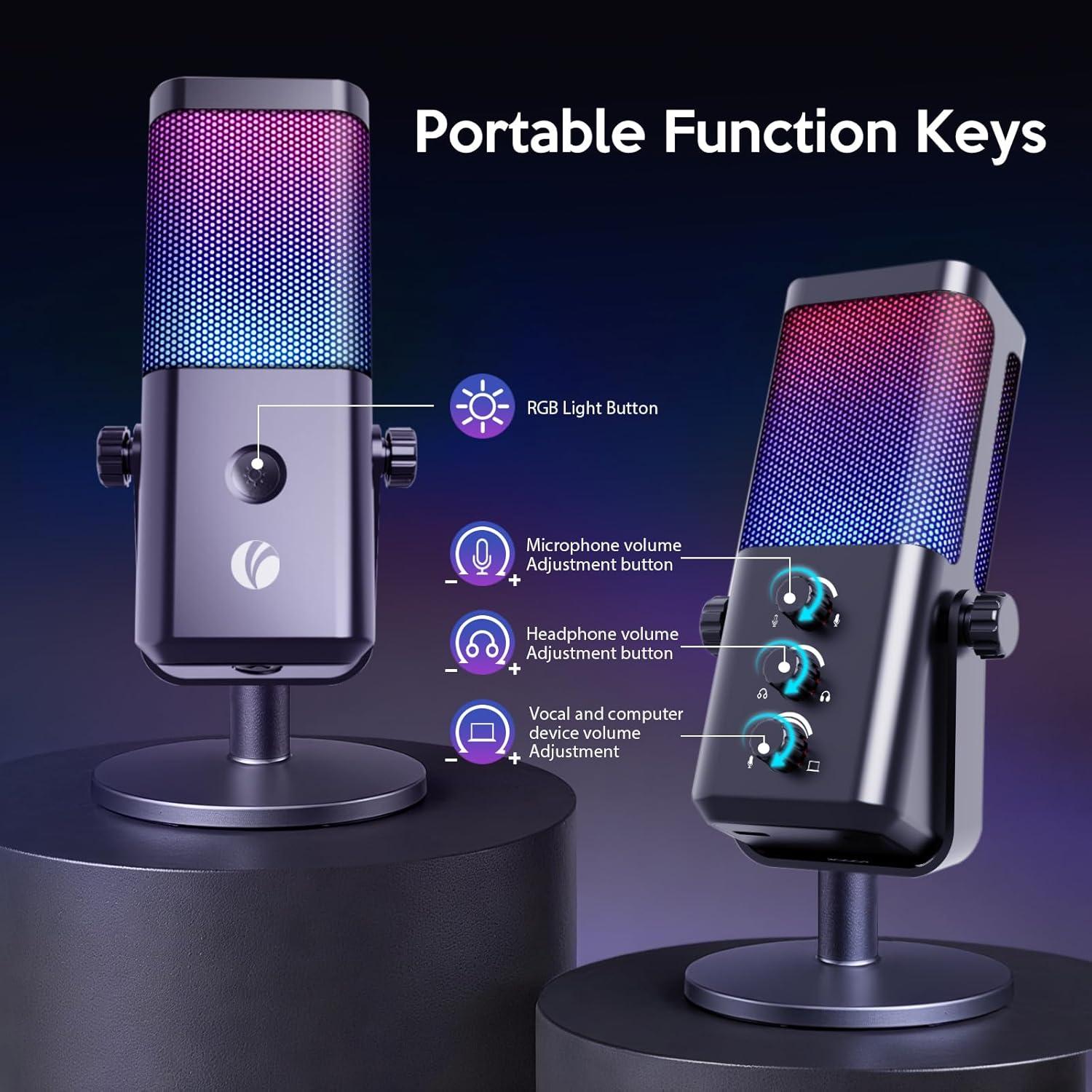 Micrófono USB VCOM M905 RGB para PC con control de ganancia