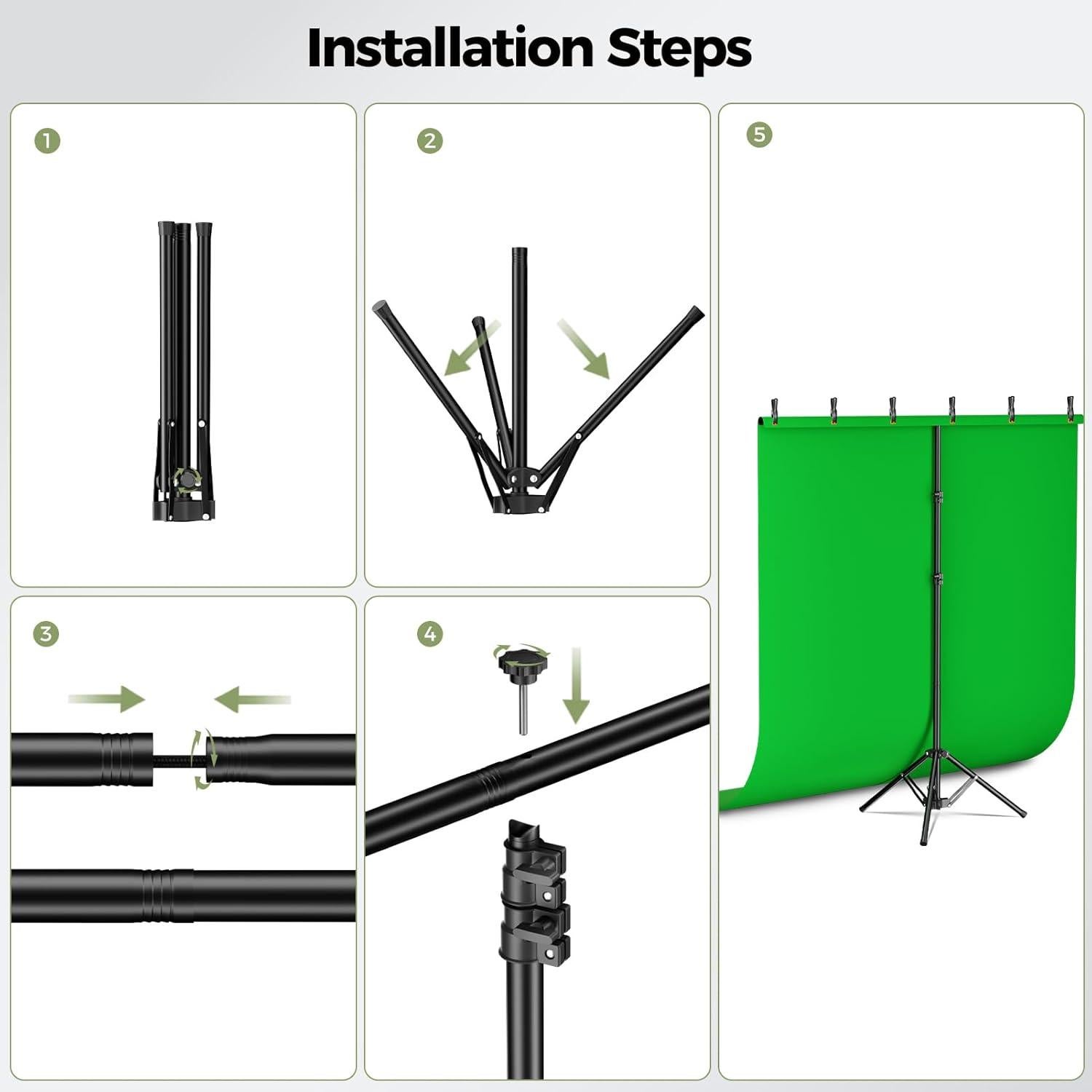 Kit de Fondo Verde EMART 1.52x1.98m con Soporte Plegable