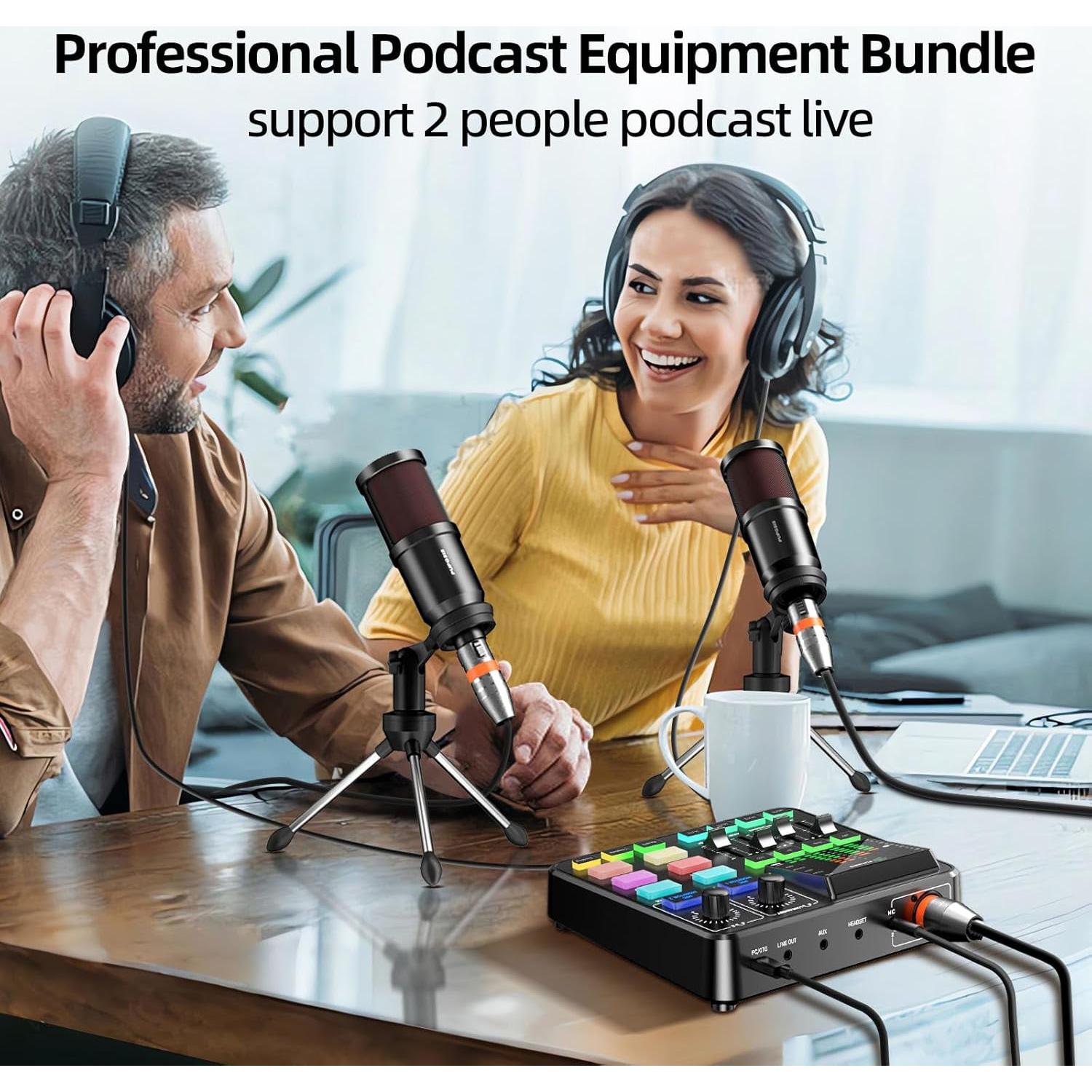 Paquete de Podcast PUPGSIS T12pro con Micrófono XLR y Mezclador