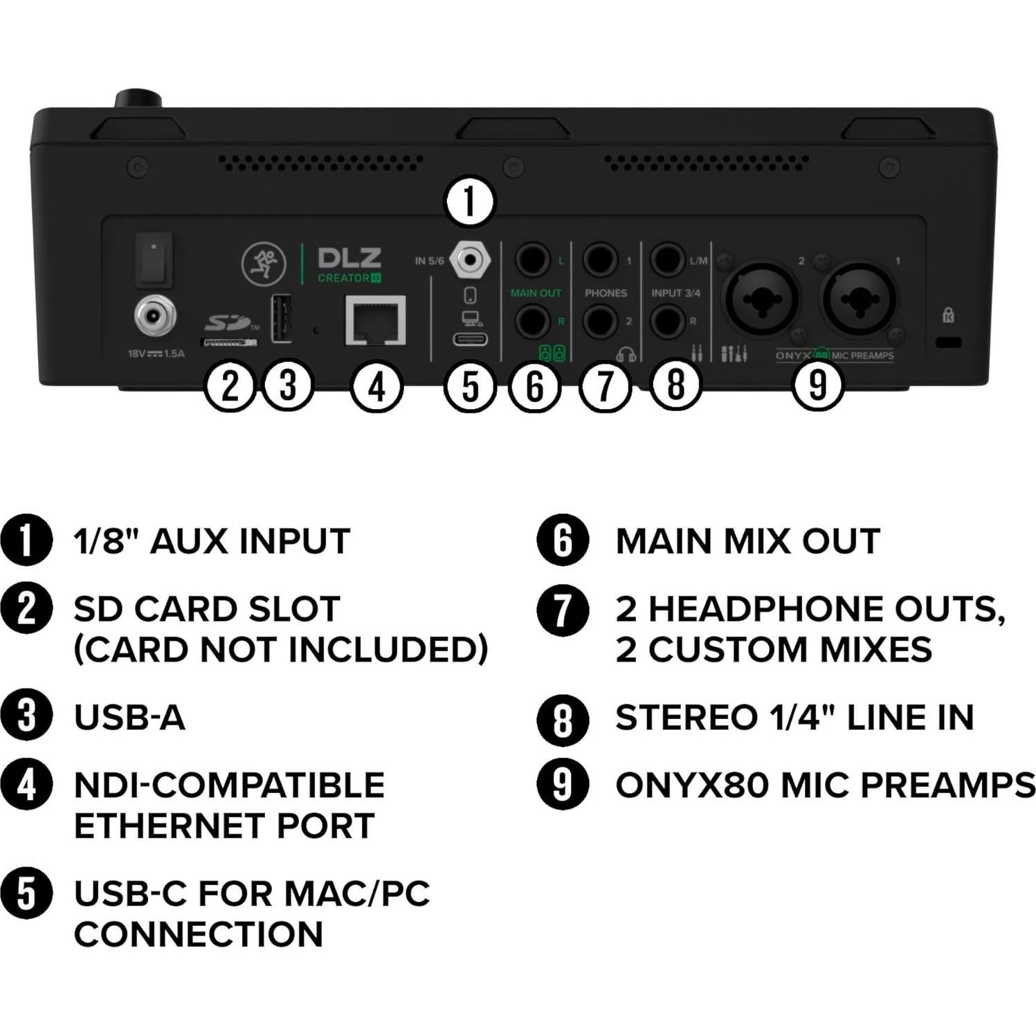 Mezclador Digital Adaptativo Mackie DLZ Creator XS para Podcasting