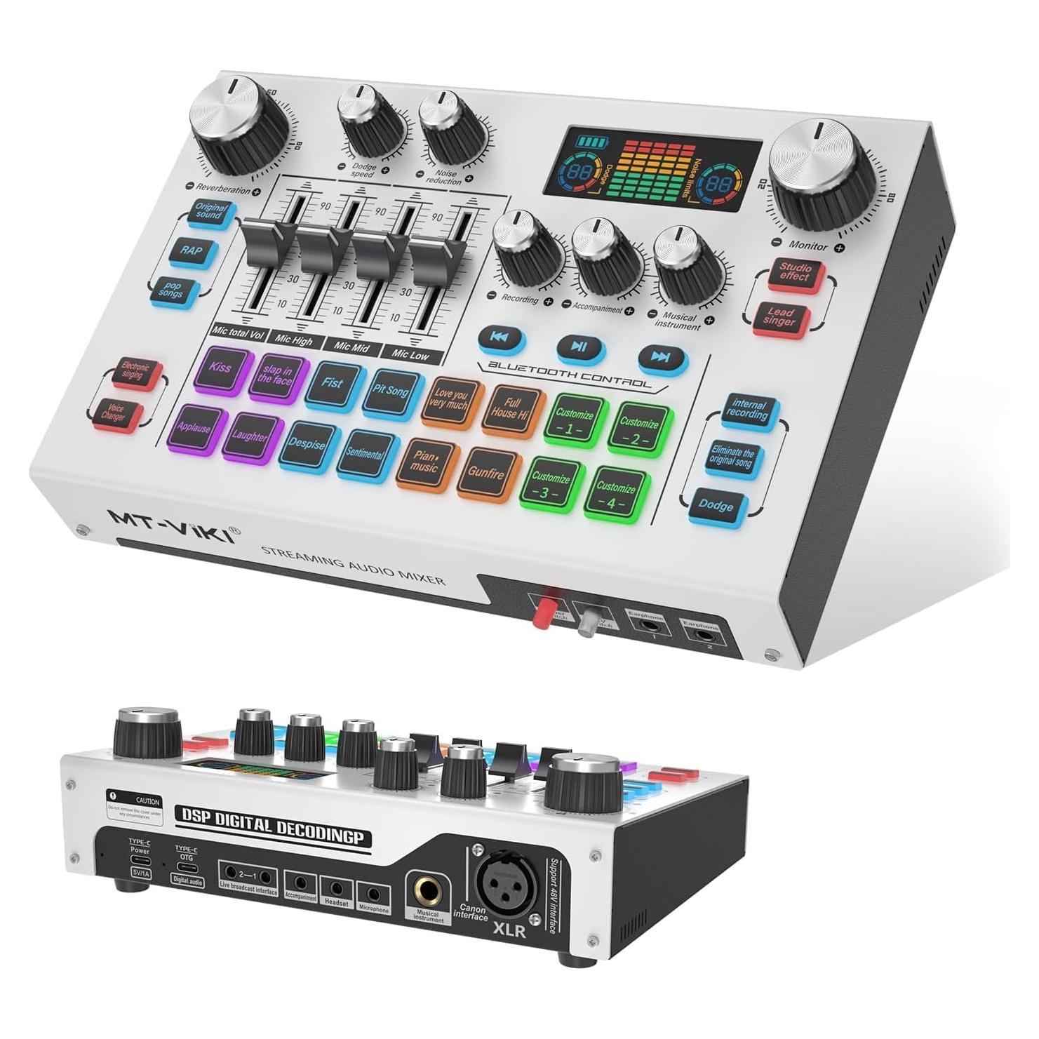 Mezclador de Audio MT-VIKI con Pantalla LCD 2.25" para Streaming