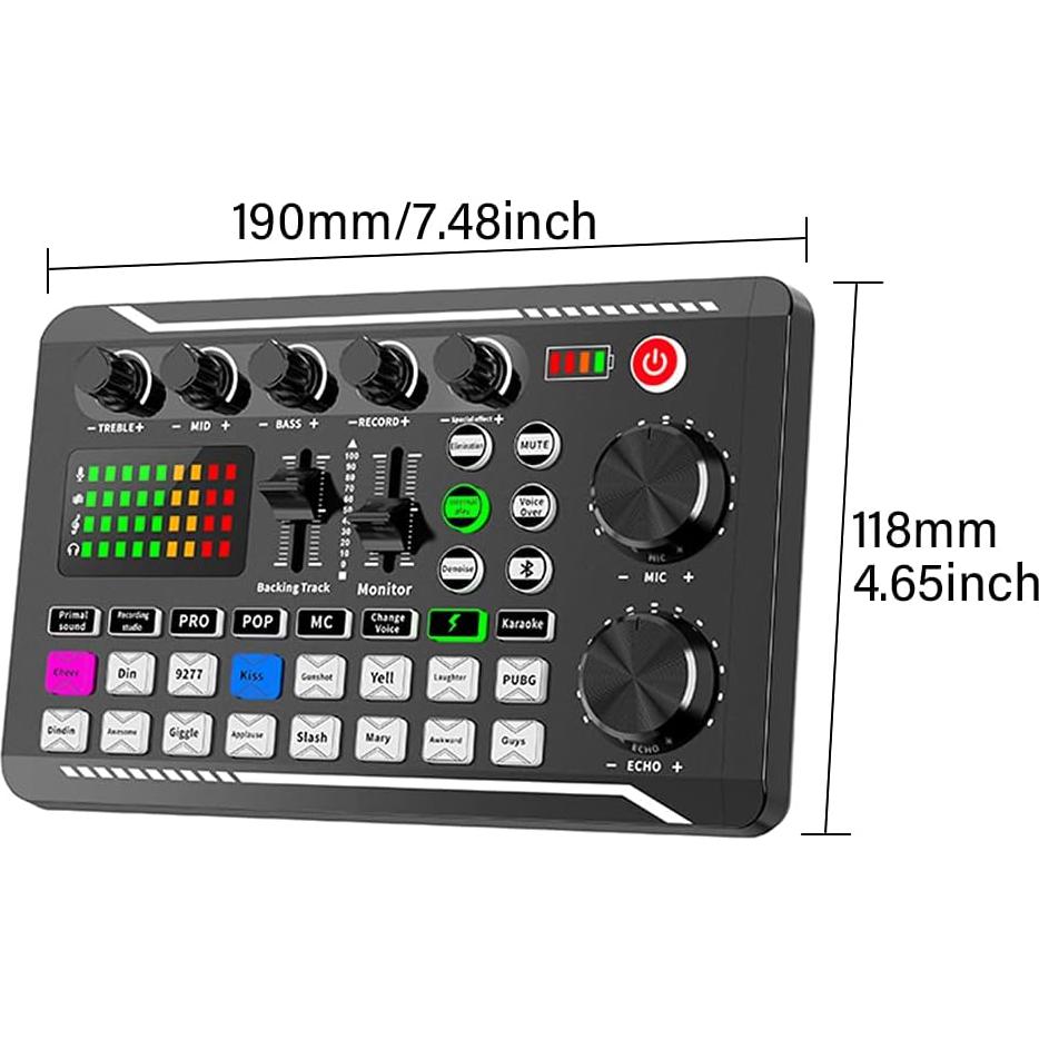 Tarjeta de Sonido en Vivo Bluetooth con 16 Efectos - Negro