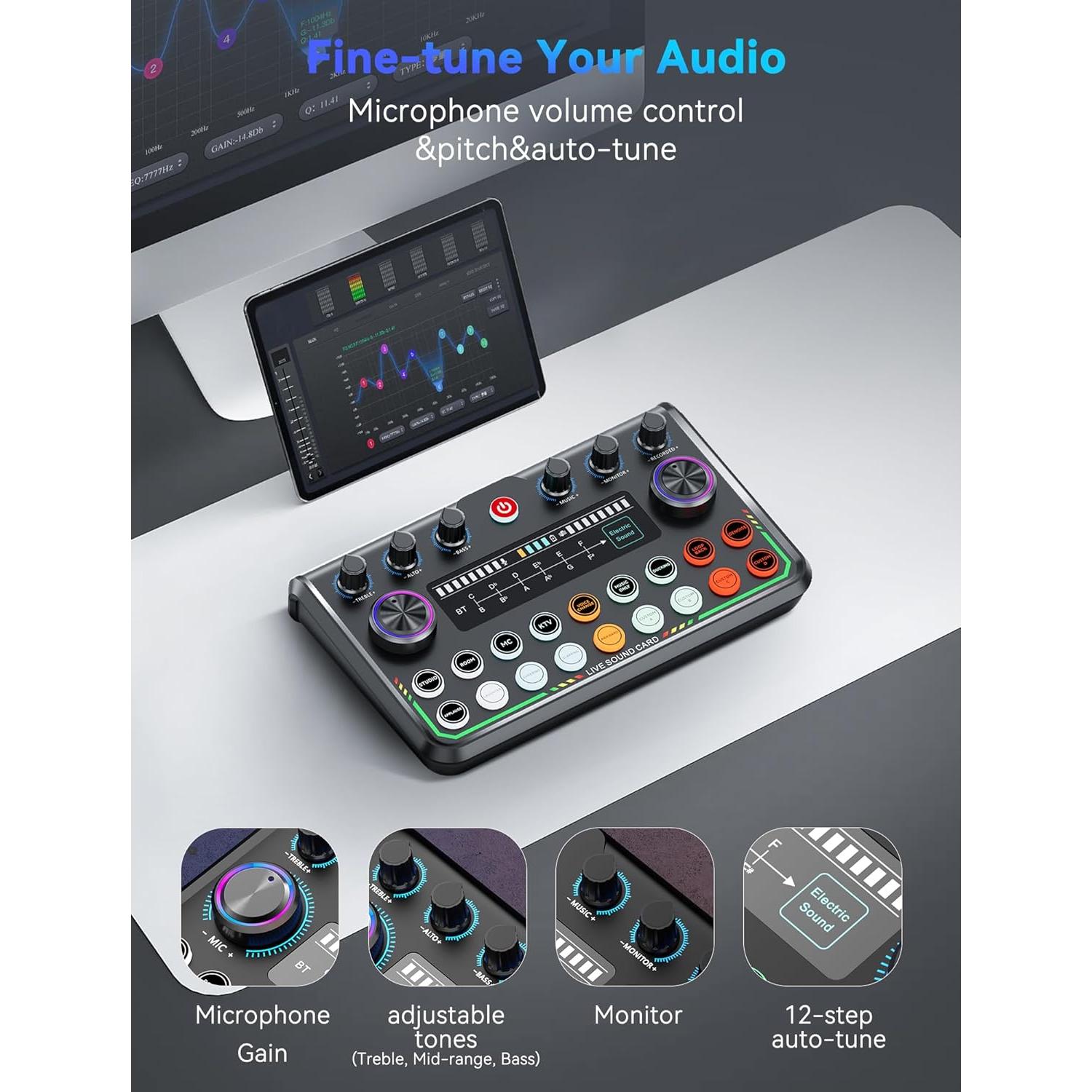 Interfaz de Audio USB SINWE P99 con Mezclador y Efectos