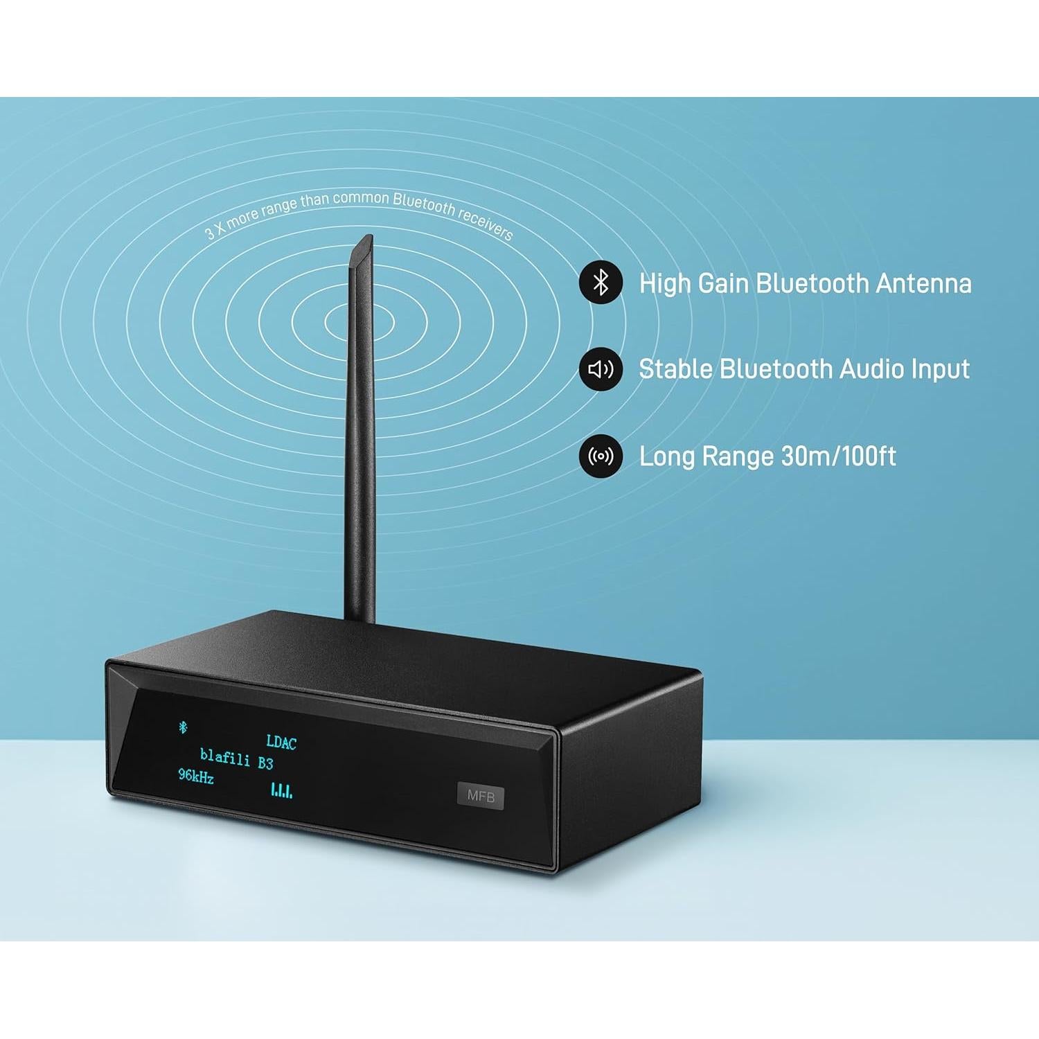 Receptor Bluetooth blafili B3 con DAC ESS y salidas RCA, Óptica y Coaxial