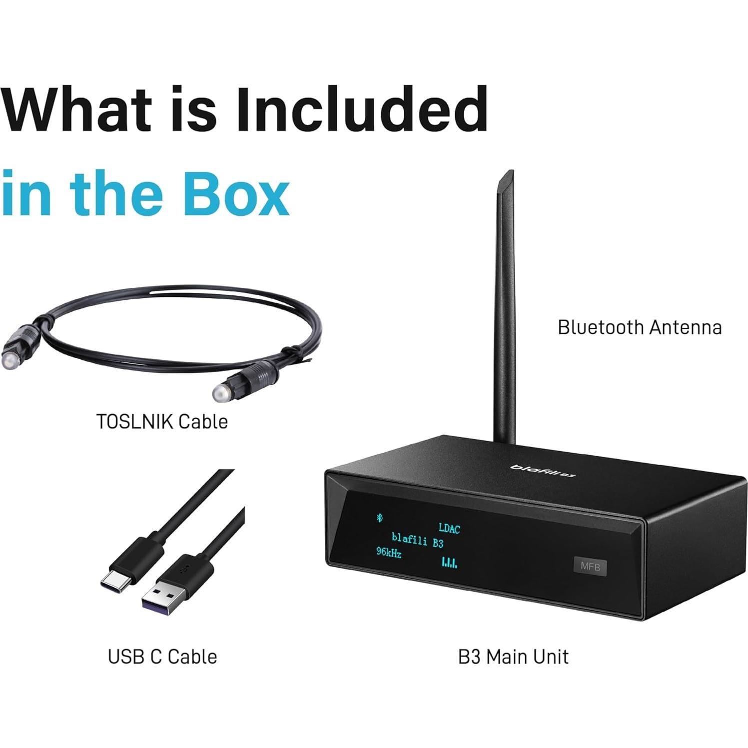 Receptor Bluetooth blafili B3 con DAC ESS y salidas RCA, Óptica y Coaxial