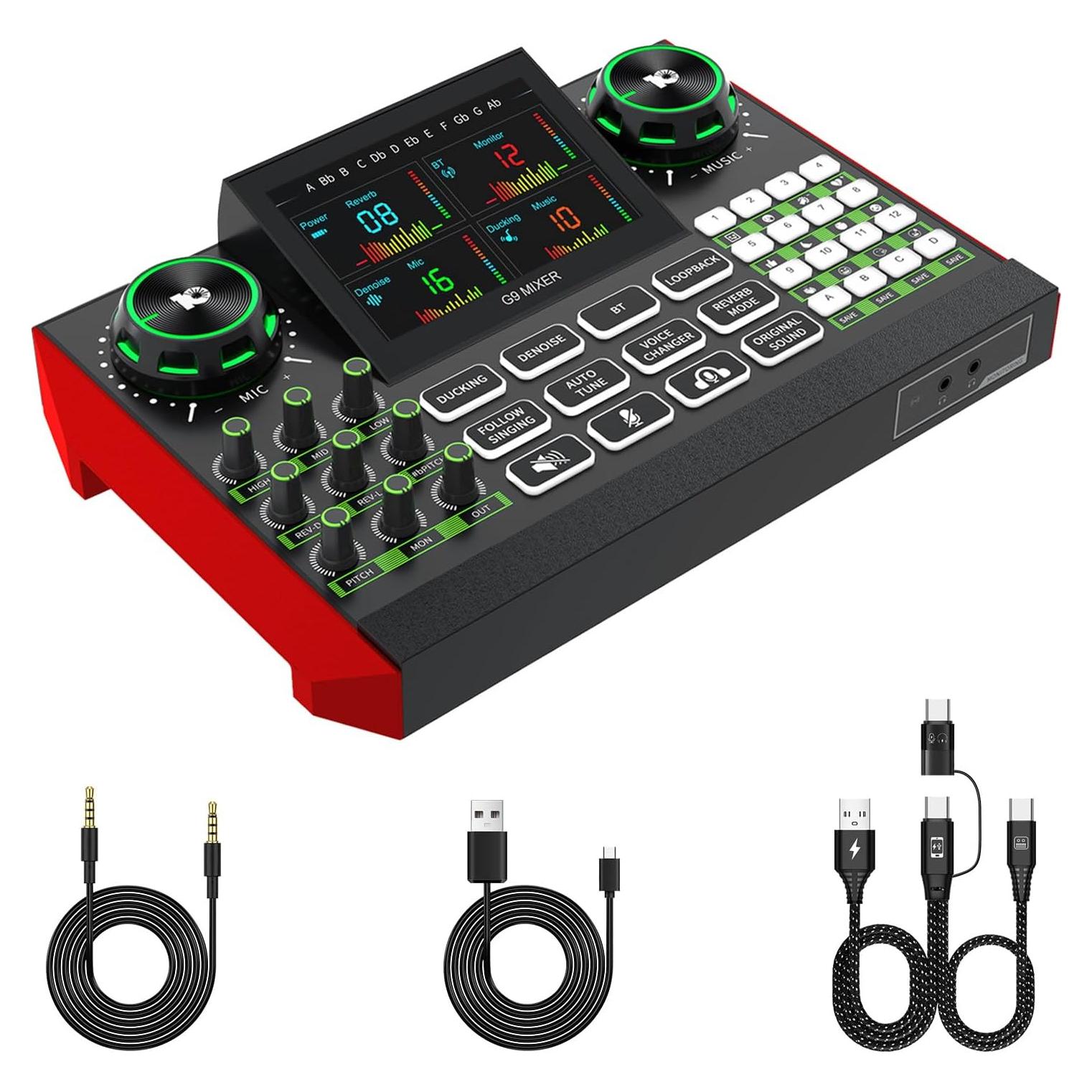 Mezclador de Audio Tenlamp G9 - Interfaz para Streaming y Podcast