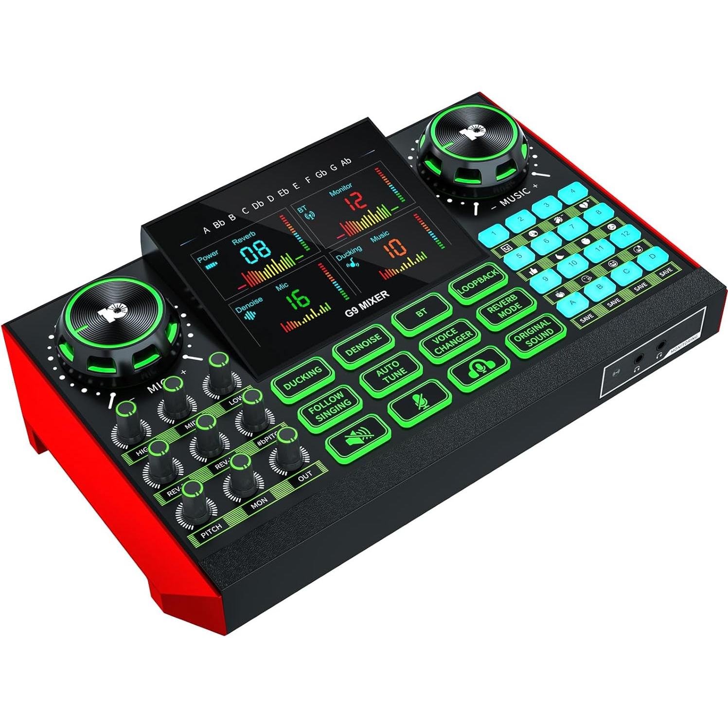 Mezclador de Audio Tenlamp G9 - Interfaz para Streaming y Podcast