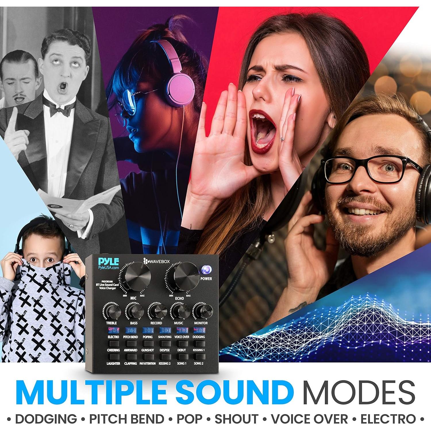 Mezclador de Audio Pyle PKSCRD208 Bluetooth 12 Efectos Sonido