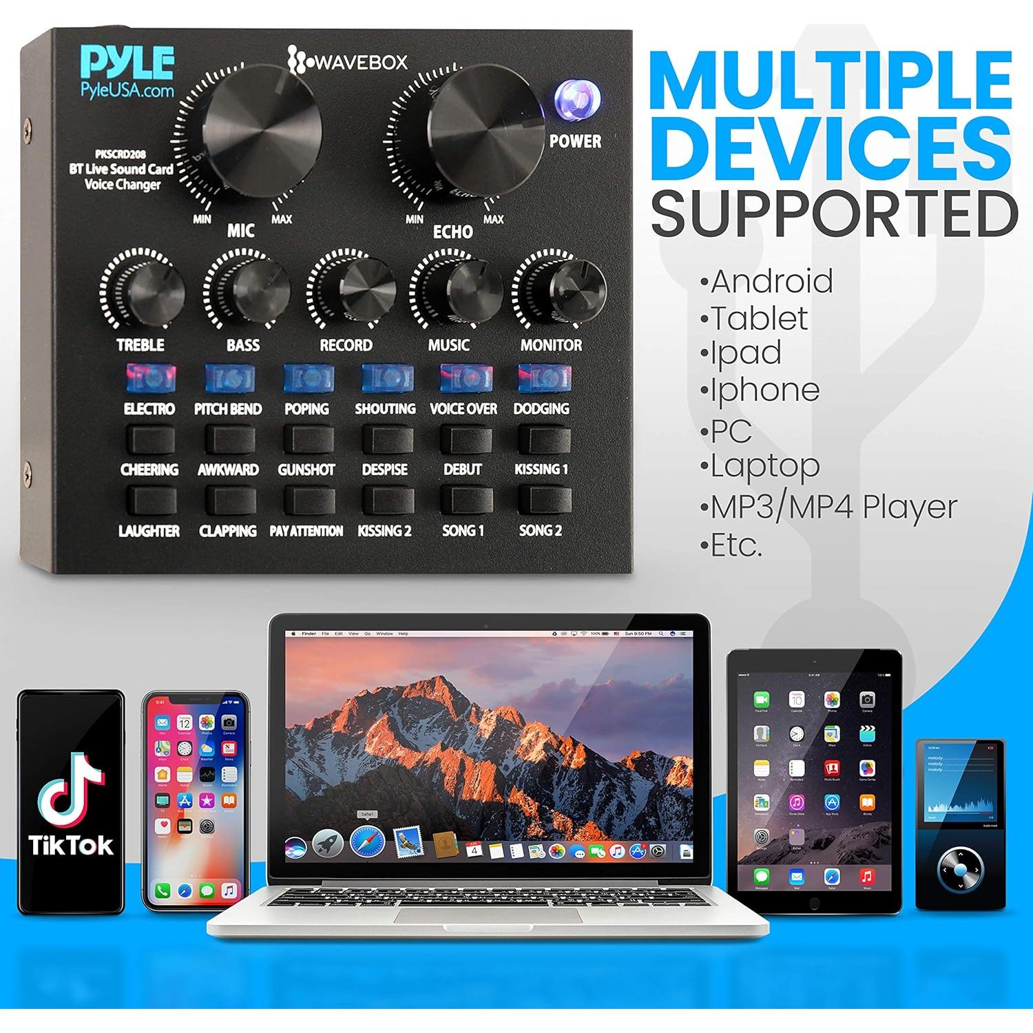 Mezclador de Audio Pyle PKSCRD208 Bluetooth 12 Efectos Sonido