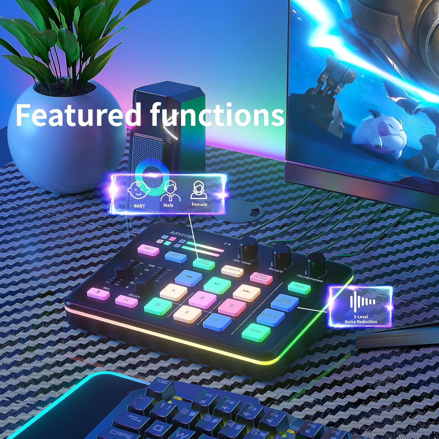 Mezclador de Audio Arvitek G1 para Juegos y Streaming RGB