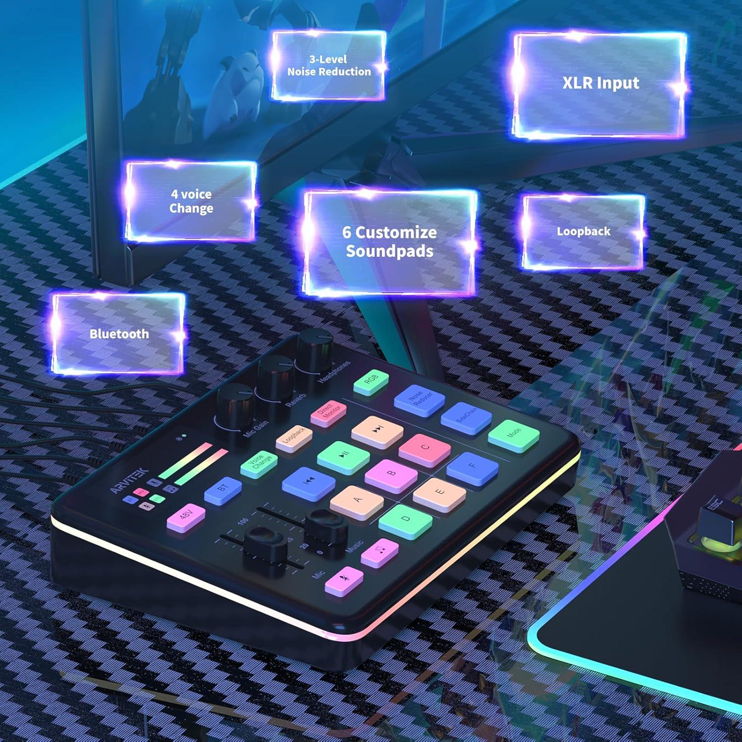 Mezclador de Audio Arvitek G1 para Juegos y Streaming RGB