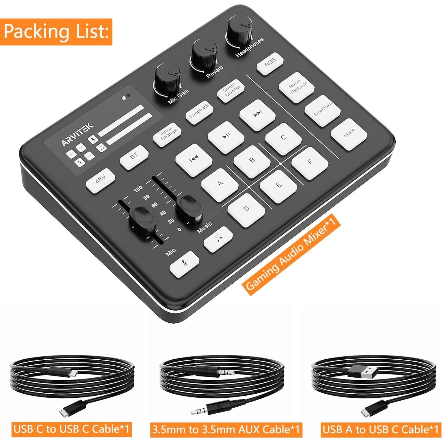 Mezclador de Audio Arvitek G1 para Juegos y Streaming RGB