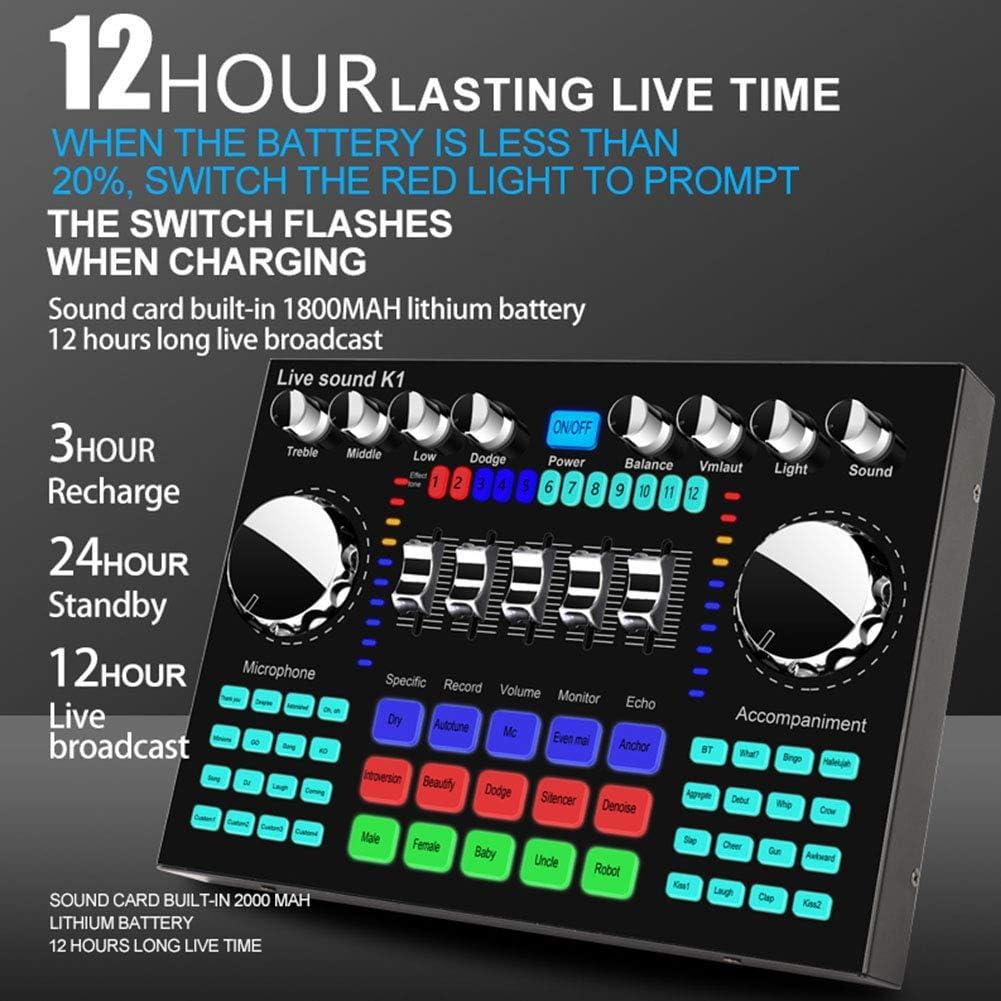 CALIDAKA Tarjeta de Sonido Mini Mezcladora Bluetooth 1800mAh