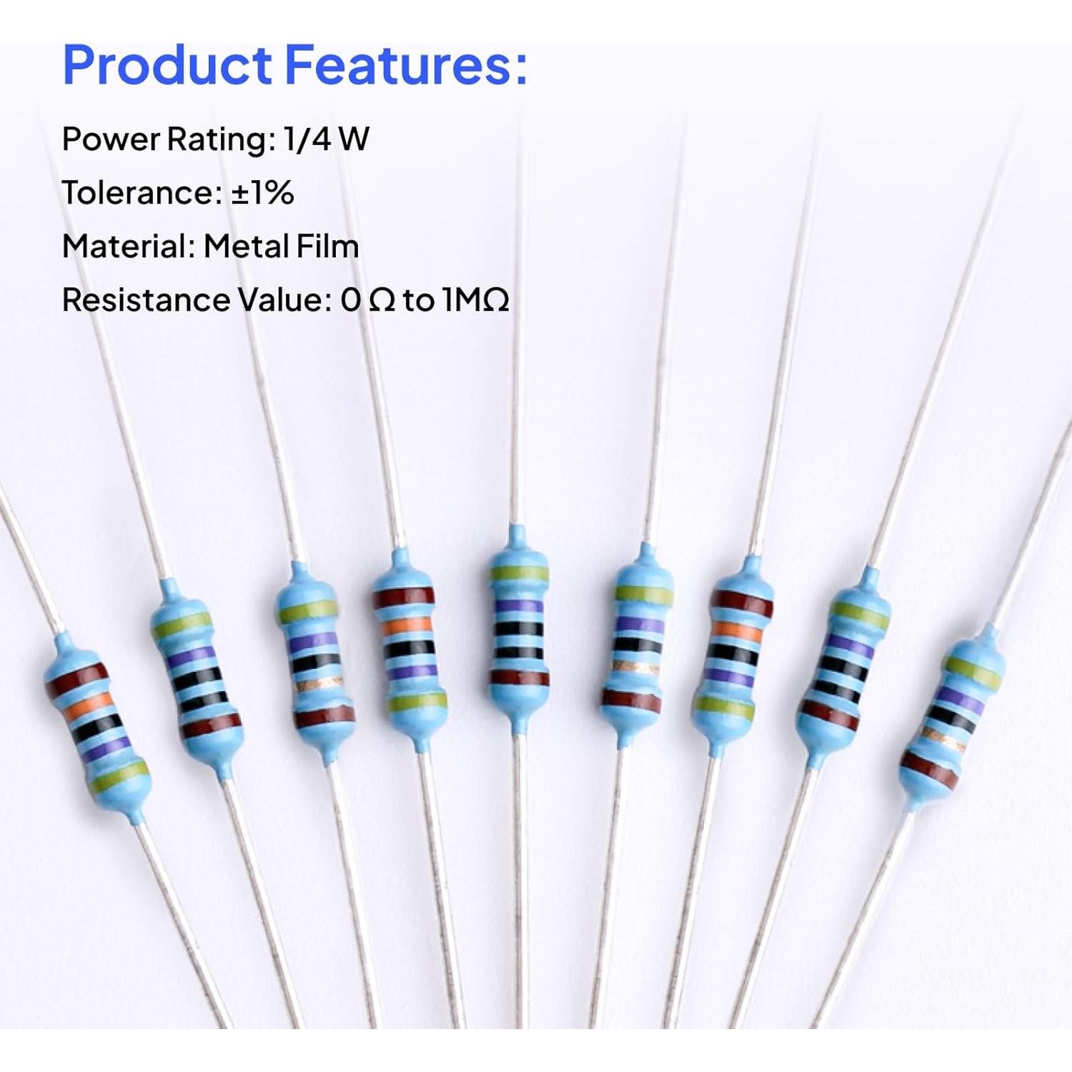 Kit de Resistencias ELEGOO 17 Valores 0-1M Ohm 525 Piezas