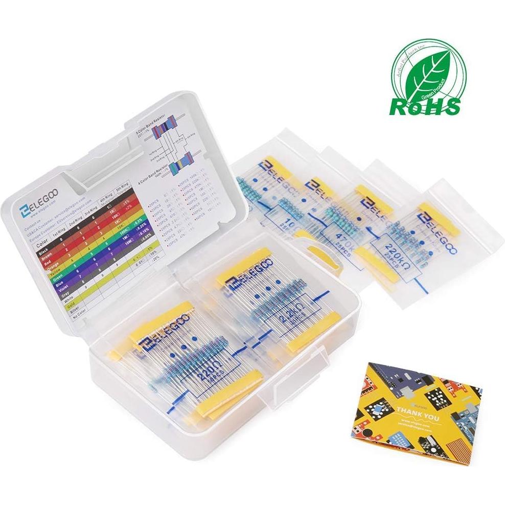 Kit de Resistencias ELEGOO 17 Valores 0-1M Ohm 525 Piezas