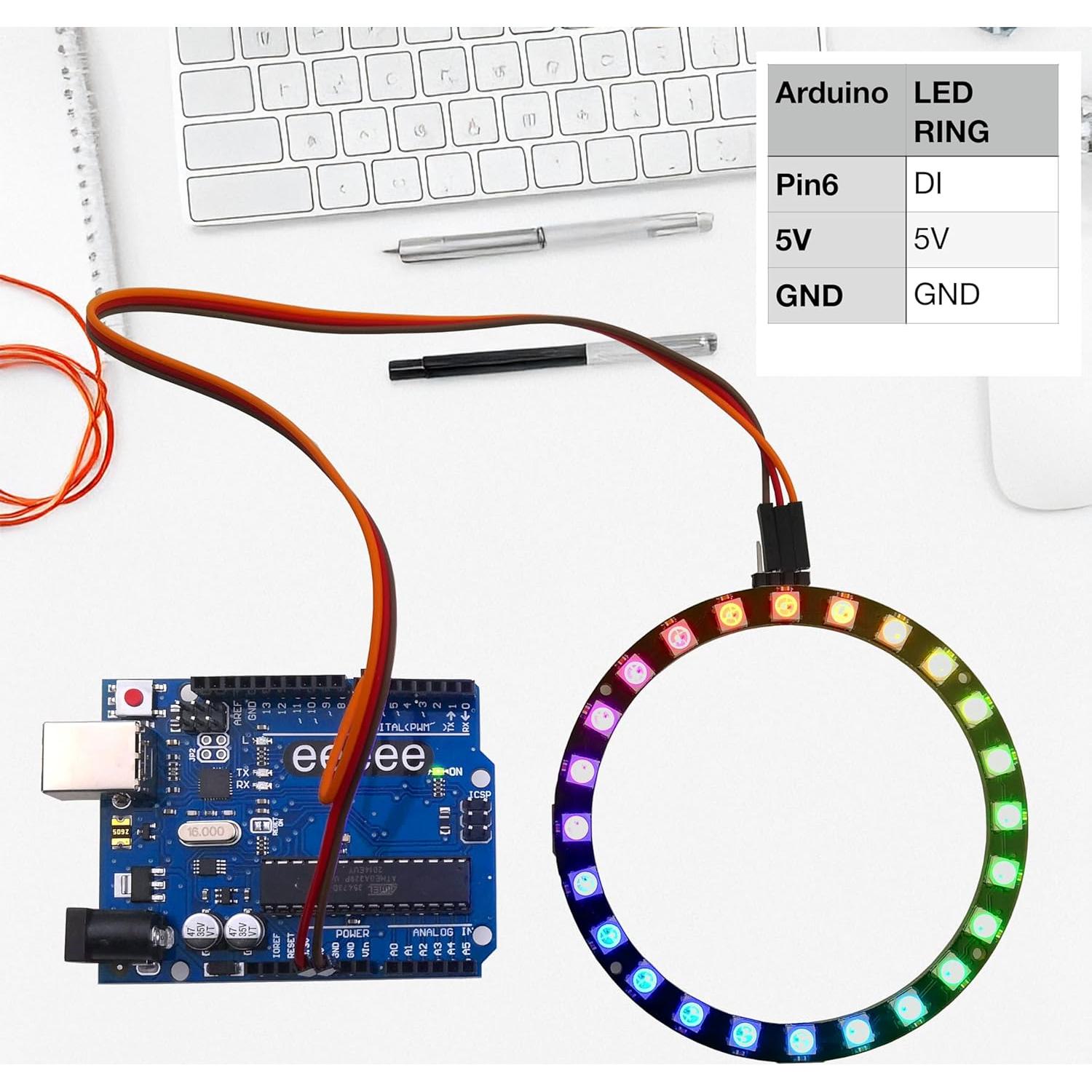 Conjunto de Anillos LED WS2812B RGB 8/12/16/24 - 5050 SMD