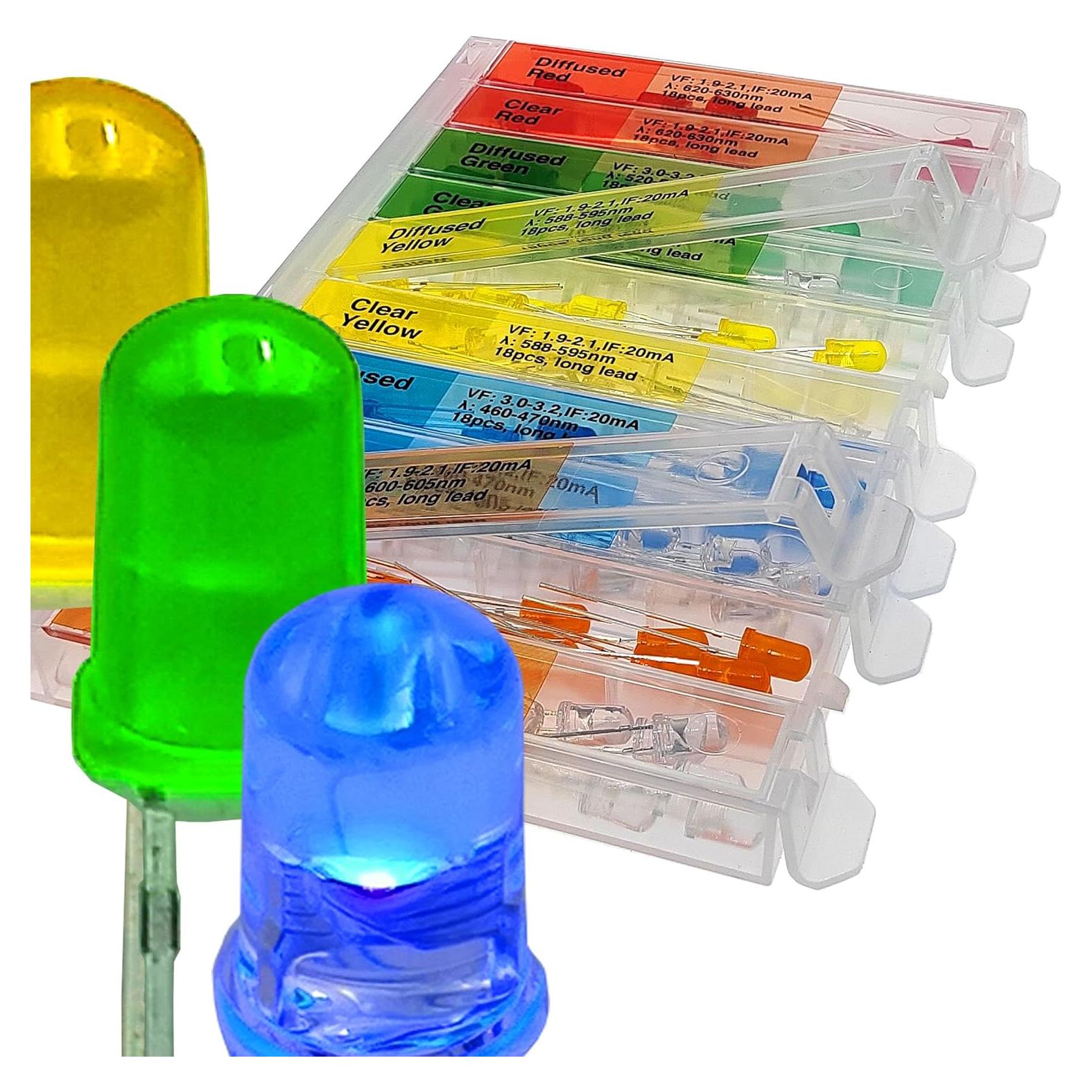 Kit de 180 LEDs de Largo Cable 5mm 10 Tipos 1A Manufacturing