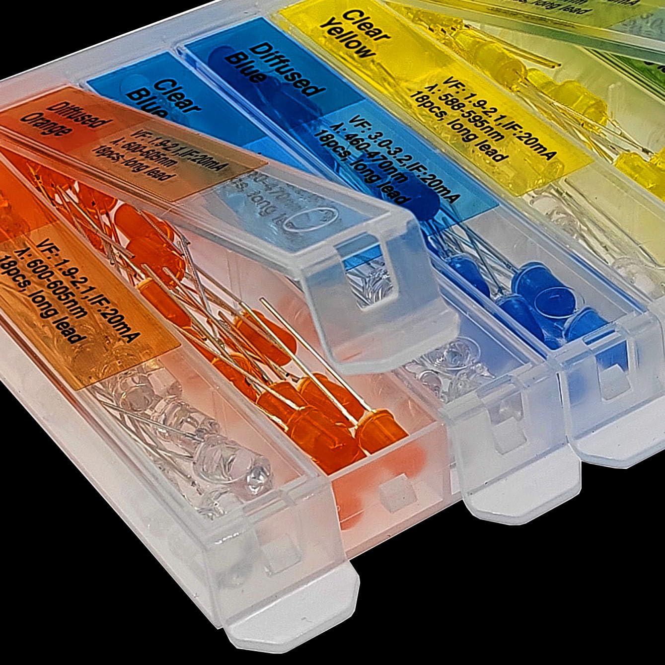 Kit de 180 LEDs de Largo Cable 5mm 10 Tipos 1A Manufacturing