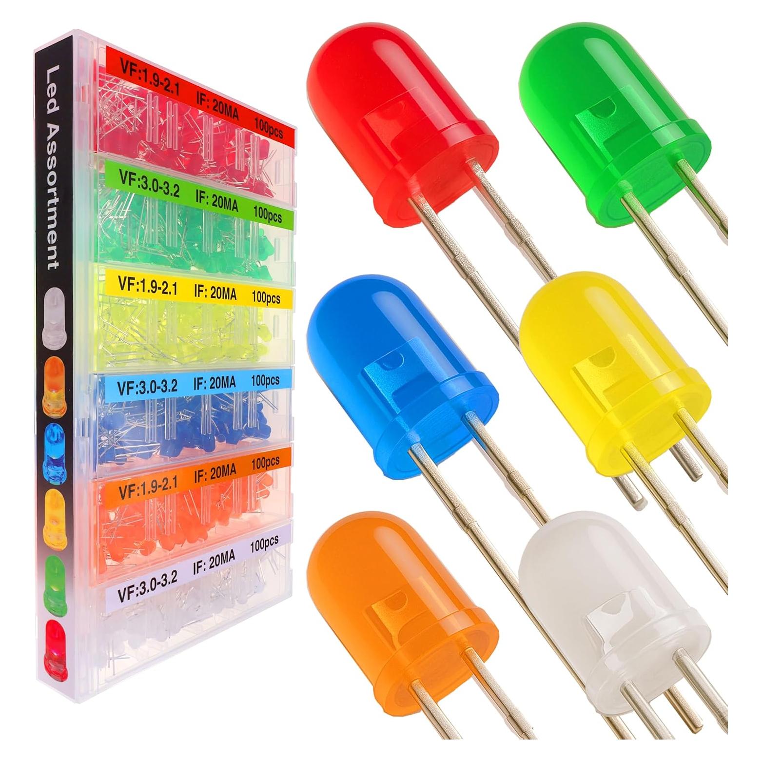 Kit de Diodos LED 600pcs 5mm Multicolores 1A Manufacturing