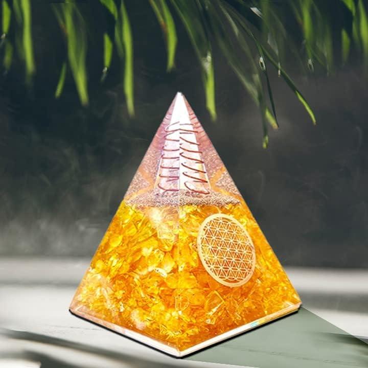Pirámide de Citrino Orgone Bombay Crystals 10.5cm - Sanación y Meditación