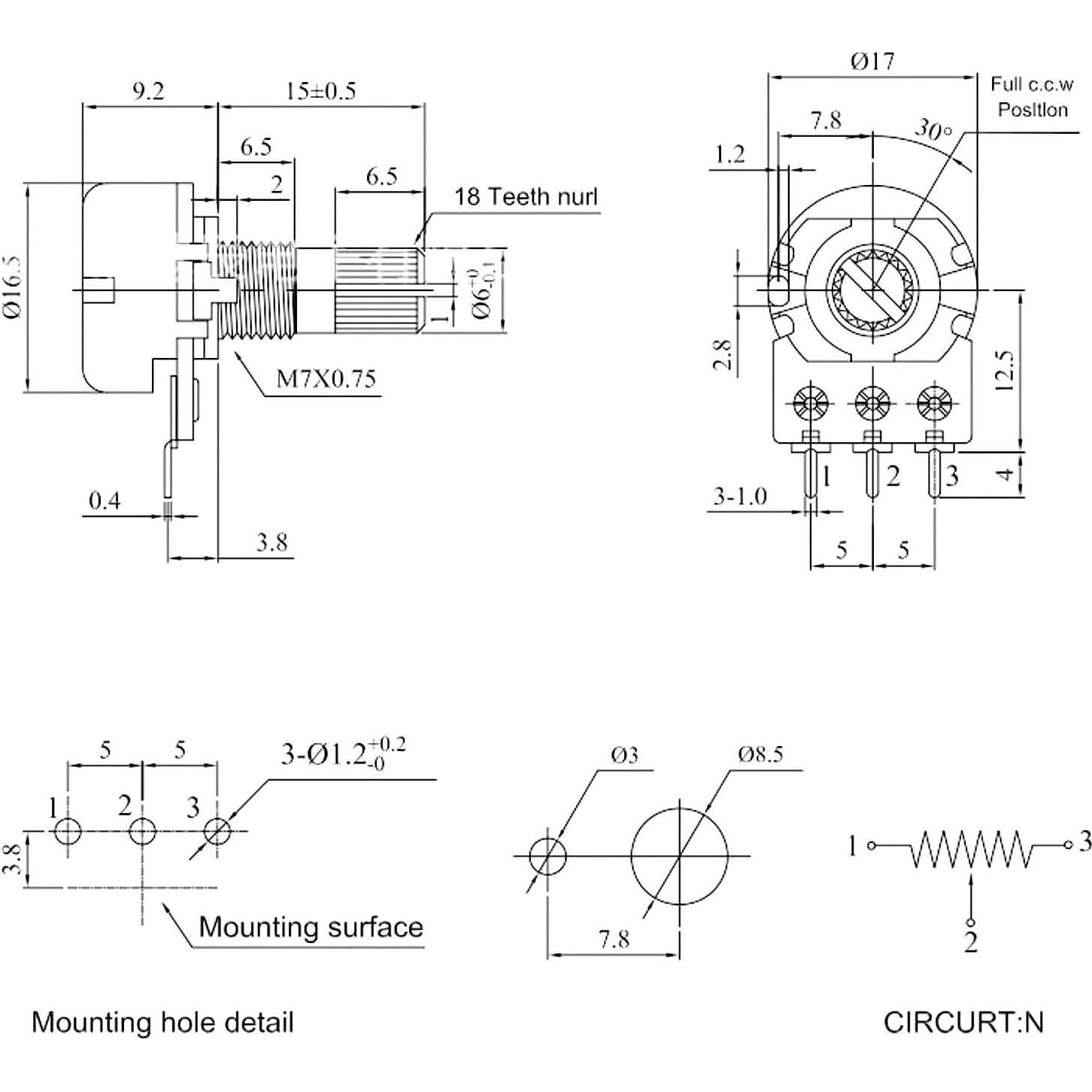 Kit de Potenciómetros 84pcs WH148 1K a 1M con Perillas