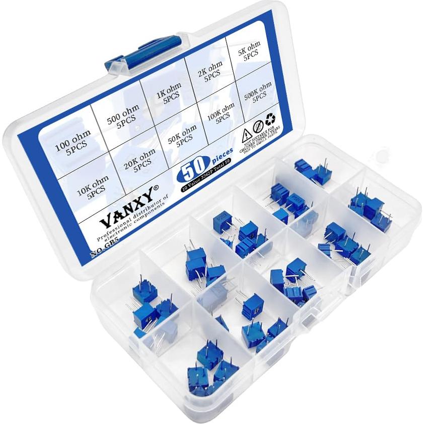Kits de Potenciómetros Trimmer 50Pcs VANXY 100-500K ohm