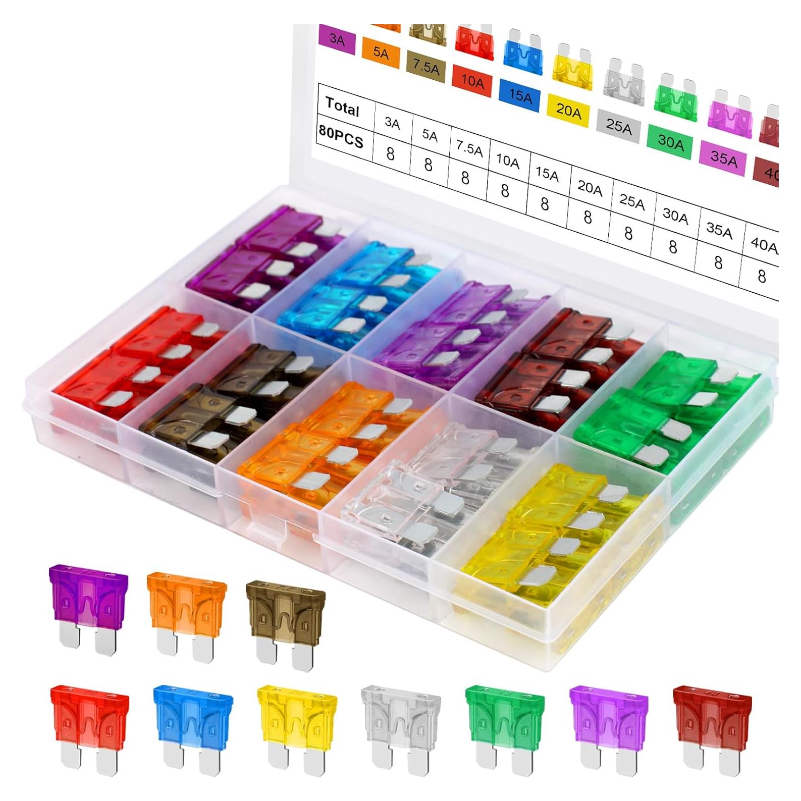 Kit de Fusibles Estándar 80 Piezas YNZDRWA 3A-40A