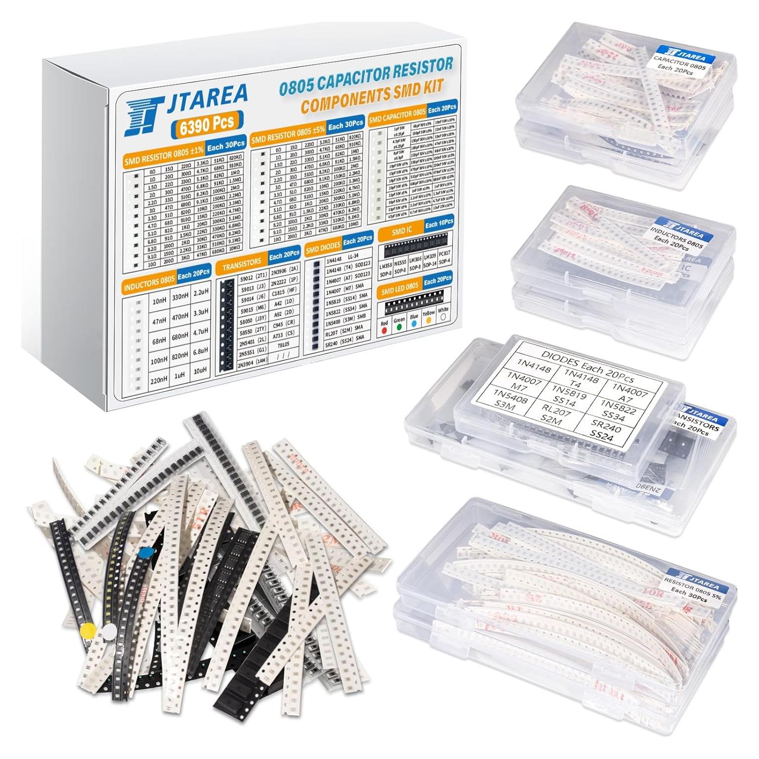 Kit de Componentes Electrónicos SMD 0805 JTAREA 6390 Piezas
