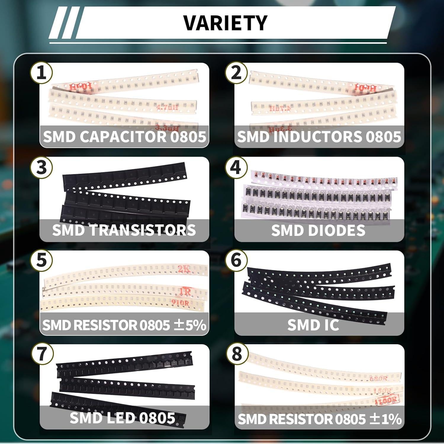 Kit de Componentes Electrónicos SMD 0805 JTAREA 6390 Piezas