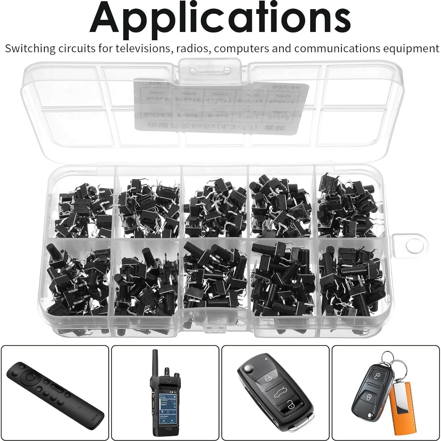 200 Interruptores Táctiles Micro Momentáneos 4 Pines 6x6mm QfwdfcTrenz