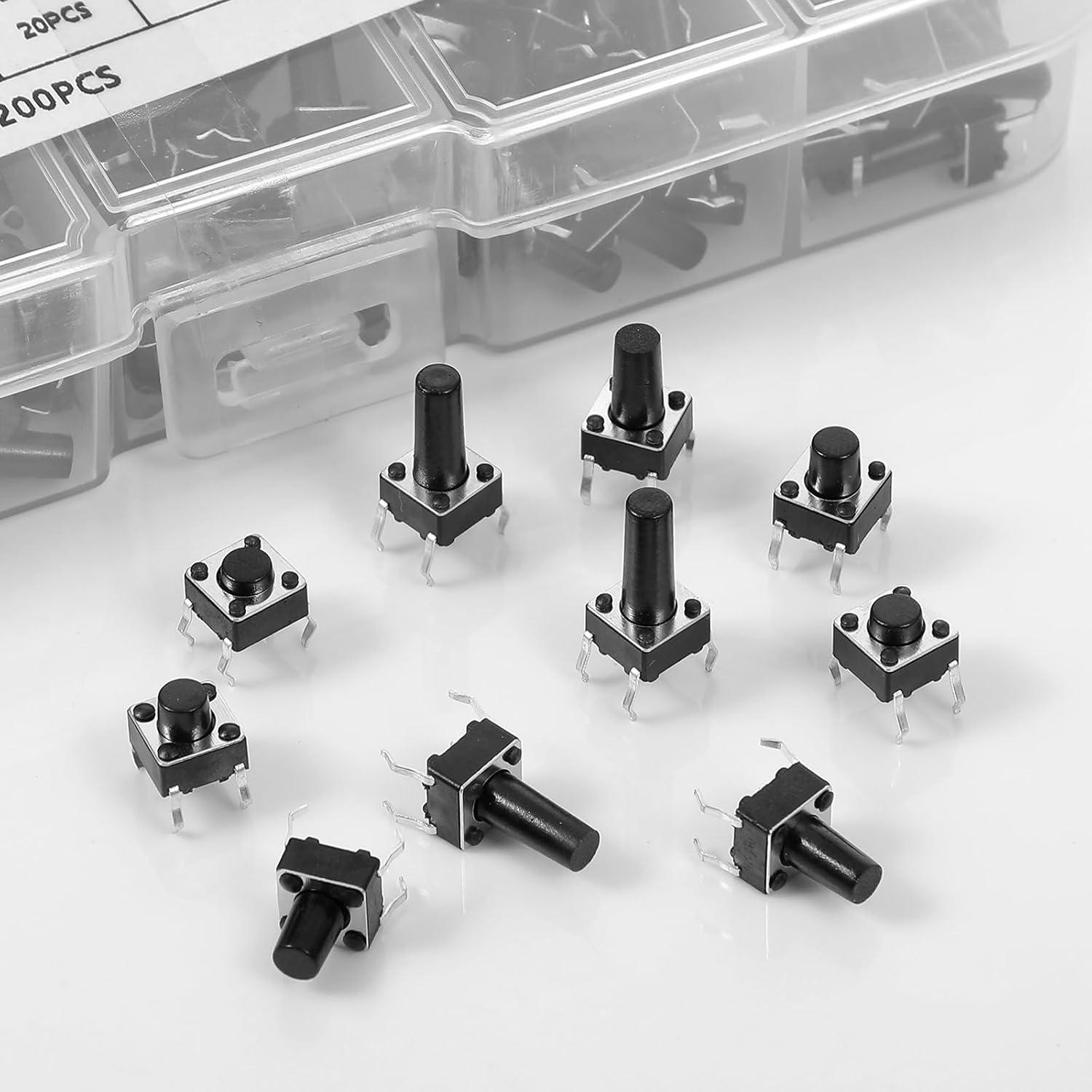 200 Interruptores Táctiles Micro Momentáneos 4 Pines 6x6mm QfwdfcTrenz