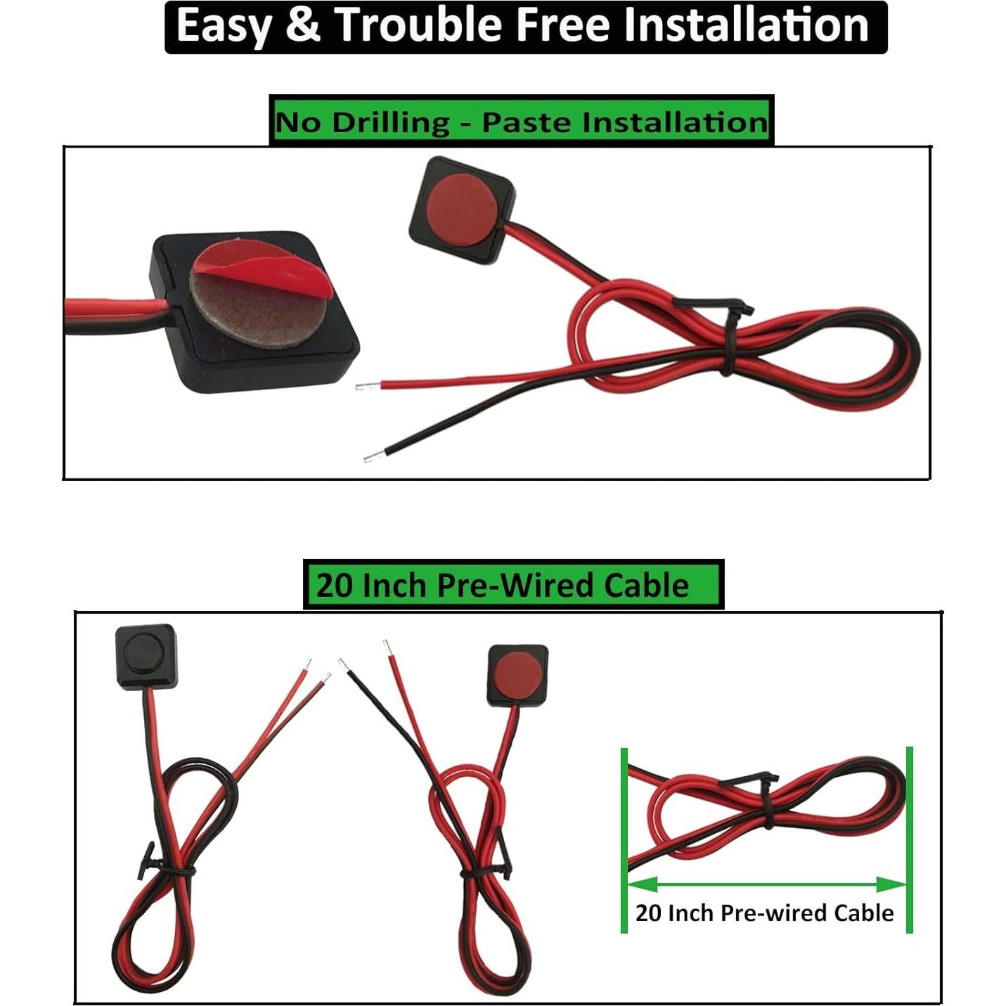 Interruptor Momentáneo CARSANBO CYL 12V 24V Preconectado 20cm