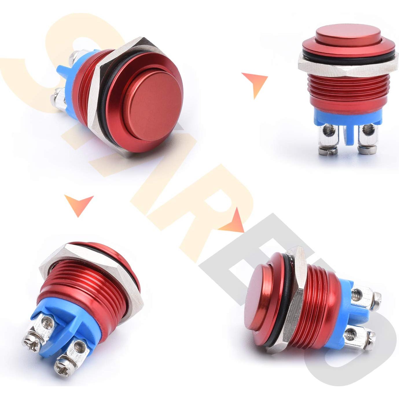 Interruptor de Botón Momentáneo STARELO 16mm Rojo 250V CA 5A