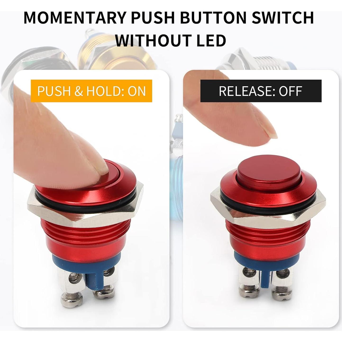 Interruptor de Botón Momentáneo STARELO 16mm Rojo 250V CA 5A