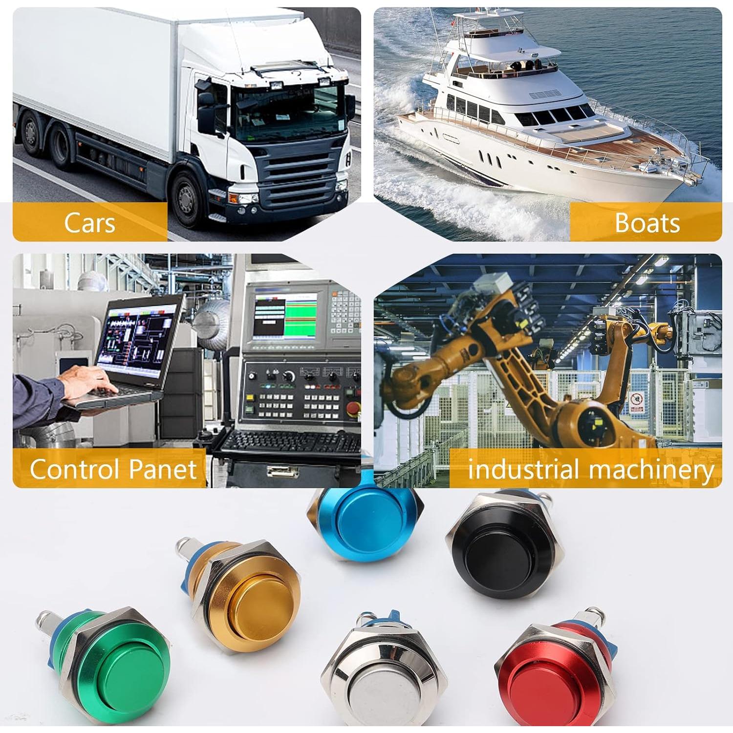 Interruptor de Botón Momentáneo STARELO 16mm Rojo 250V CA 5A