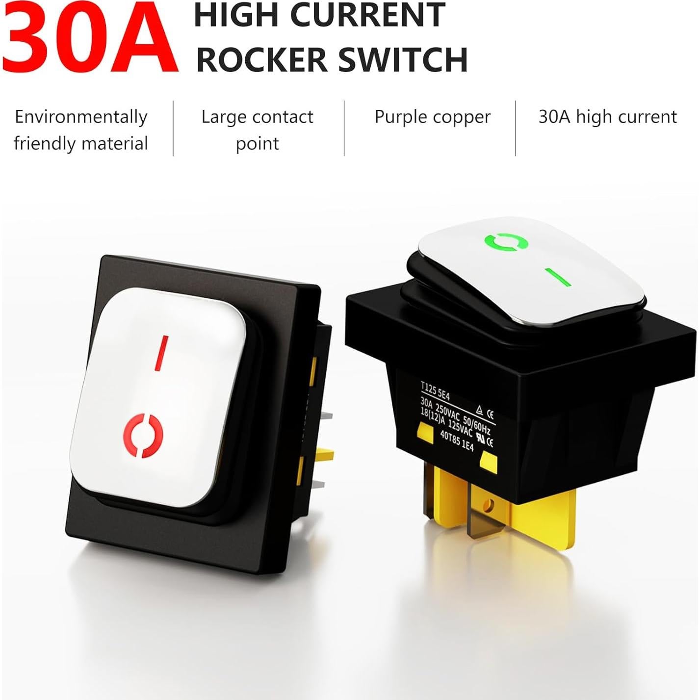 Interruptor de Palanca FILN KCD4 DPST 30A IP67 Rojo 110-220V