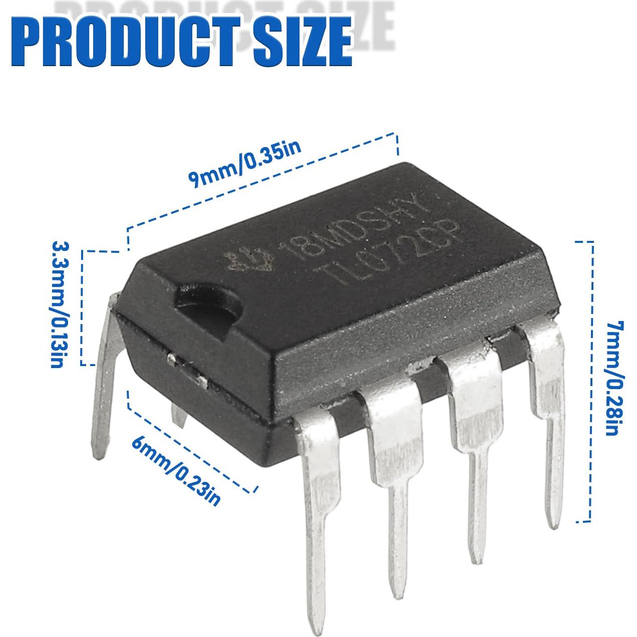 Amplificadores Operacionales BOJACK TL072 JFET Duales DIP8 - Paquete de 20