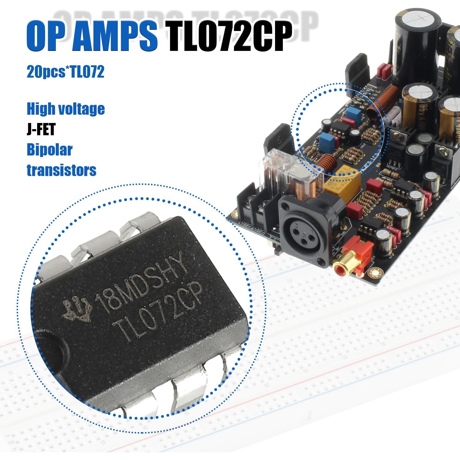 Amplificadores Operacionales BOJACK TL072 JFET Duales DIP8 - Paquete de 20