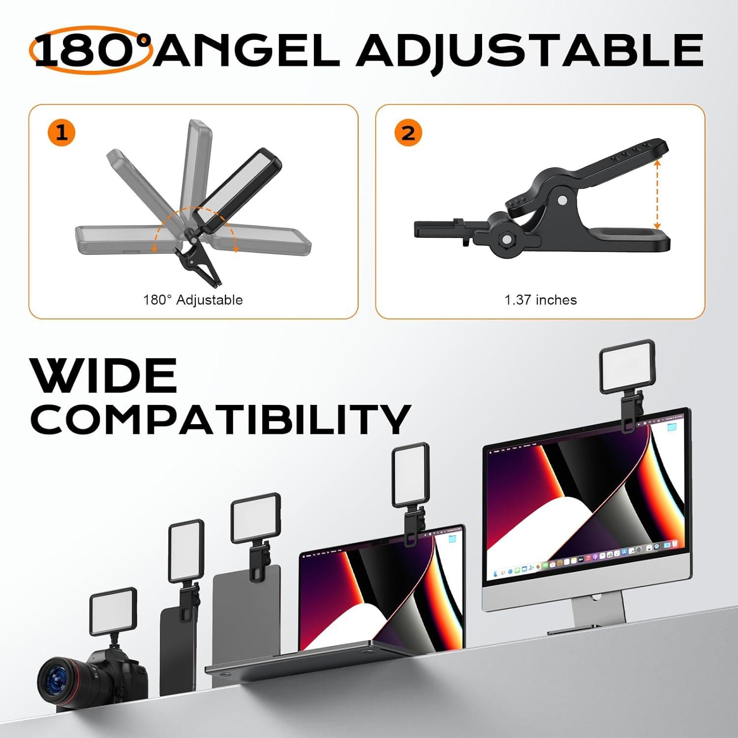 Luz de selfie LED recargable Datarm DT-02 negra 3 modos 10 niveles