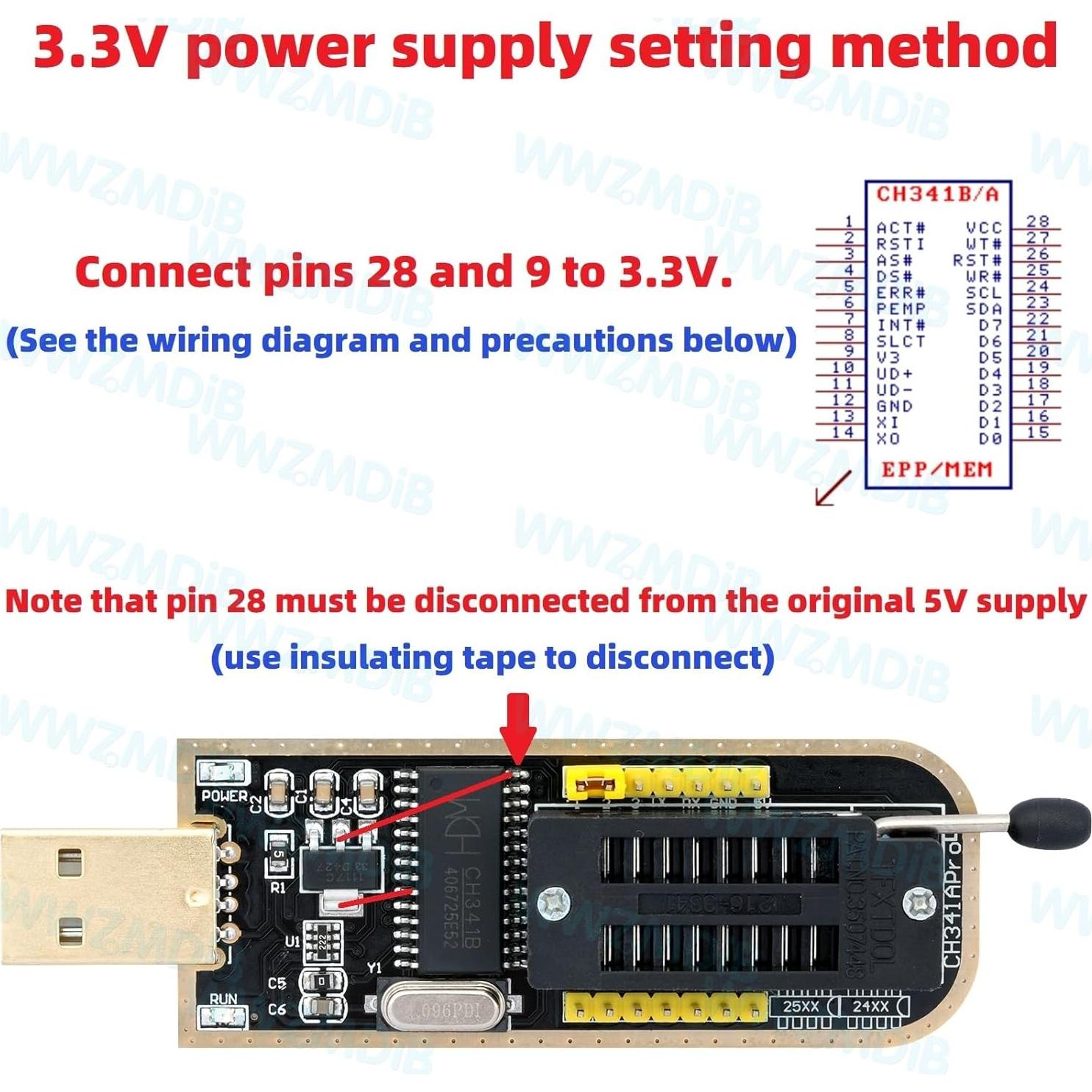 Programador de BIOS EEPROM CH341A WWZMDiB SPI I2C + Clip SOIC8