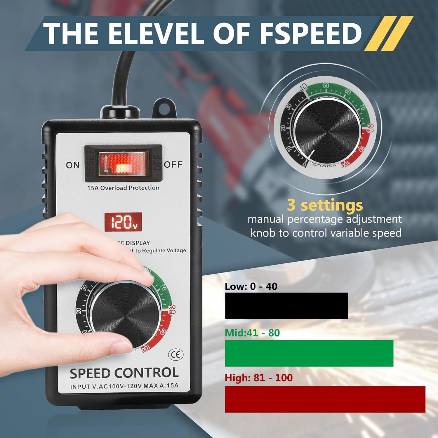 Controlador de Velocidad de Motor AC IGEYAPA 15A 120V con LED